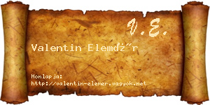 Valentin Elemér névjegykártya